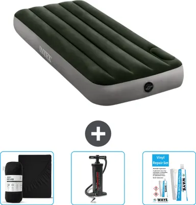 Produktbild von Intex Luftbett - 1 Person - 76 x 191 x 25 cm - Grün - Spannbettuch - Pumpe en Reperaturset