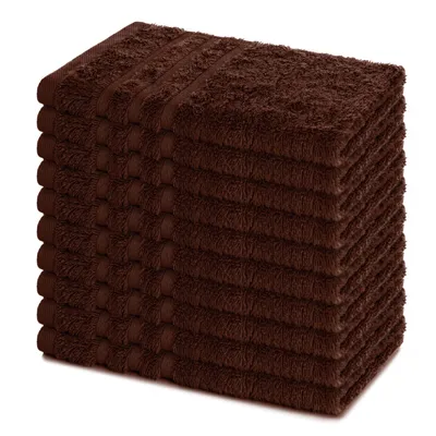Zdjęcie produktu dla Zestaw 10 ręczników gościowych Lavea®, 30x50 cm, miękkie i chłonne ręczniki gościnne wykonane w 100% z bawełny, seria Elena, możliwość prania w temperaturze 60°C – kolor brązowy