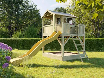 Produktbild von Stelzenhaus Funny XXL mit Sandkasten KDI inkl. Rutsche gelb
