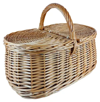 Immagine prodotto di Cesto da picnic in vimini intrecciato, fatto a mano, con doppio coperchio