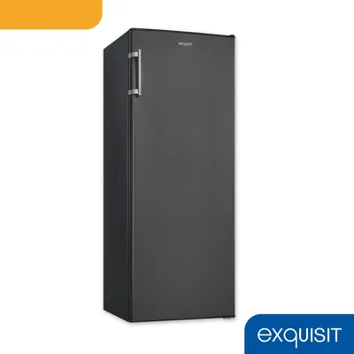 Produktbild von Exquisit Vollraum-Kühlschrank ohne Gefrierfach, 242 Liter, 5 Ablagen, 4 Türablagen, Türanschlag wechselbar, 55 cm Breite, KS320-V-H-040E inoxlook-az