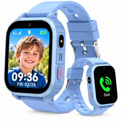 Produktbild von 4G Smartwatch Kinder IP68 Kinderuhr mit GPS Telefon SOS Schulmodus Blau