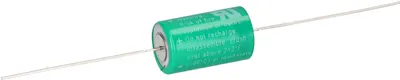 A single Varta Lithium battery with axial leads on a white background.