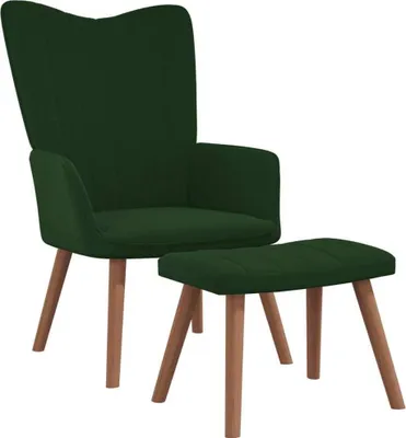 Produktbild von Relaxsessel mit Hocker Dunkelgrün Samt