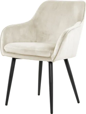Produktbild von SalesFever Esszimmerstuhl | Stoffbezug in Samt-Optik | höhenverstellbares Metallgestell | Diamantsteppung | B 61 x T 60 x H 85 cm | creme – schwarz