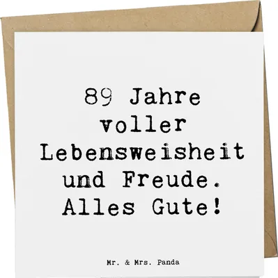 Produktbild von Mr. & Mrs. Panda Grußkarte Spruch 89. Geburtstag Freude - Weiß - Geschenk, Happy Birthday, 89 Jahre, Geburtstagsgeschenk, Klappkarte, Erinnerungen, Geburtstagsfeier