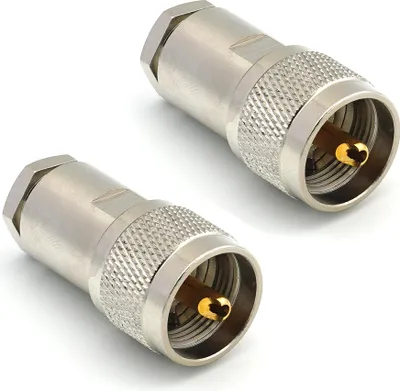 Obrázok produktu pre PL259 UHF RG58 LMR195 RG303 RG141 RG142 RG400 RF Skrutkovacie koncovky koaxiálneho kábla, poniklované s pozlátenými kolíkmi (balenie 2)