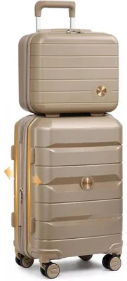 Image de Valise trolley rigide, cabine, bagage à main, extensible, serrure TSA, couleur or, 55 cm