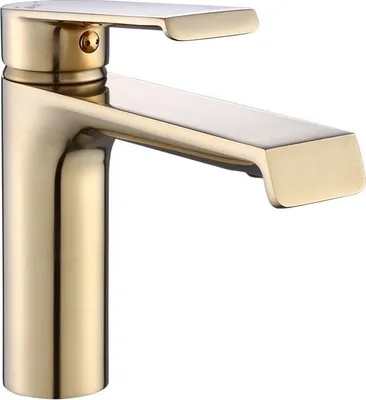 A close-up studio shot of a modern bathroom faucet.