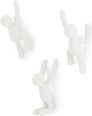 Image de Umbra Hooks Buddy crochet mural, accroche, patère, portemanteau, crochet de vestiaire, 3 crochets, plastique, blanc, 318165660