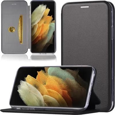 Produktbild von Handy Schutz Hülle für Samsung Galaxy S21 Ultra Handytasche mit Magnetdeckel Kartenfach und Standfunktion Klapphülle Schwarz