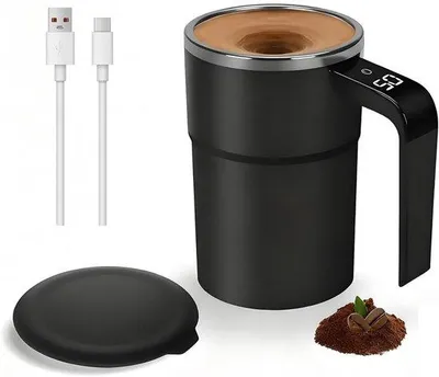 Produktbild von Elektrische Kaffeeroerder mit Isolierter Stahlkannen - 380 ml - Temperaturanzeige - USB-Anschluss - Deckel - Griff - Schwarz