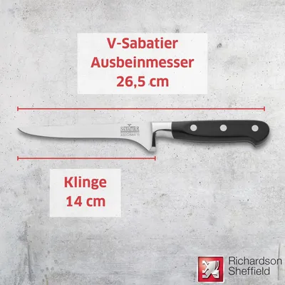 Filetiermesser 14 cm, gebogene Klinge, ABS-Griff, silber