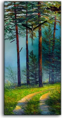 Produktbild von Dekor Leinwand Uhr Wandbilder Geräuschlos 30x60 Malerei Wald Bäume Natur - schwarze Hände
