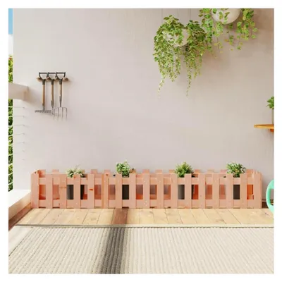 Produktbild von Hochbeet mit Zaun-Design, 200 x 30 x 30 cm, Massivholz, Douglas, Gartenarbeit, Töpfe & Pflanzgefäße