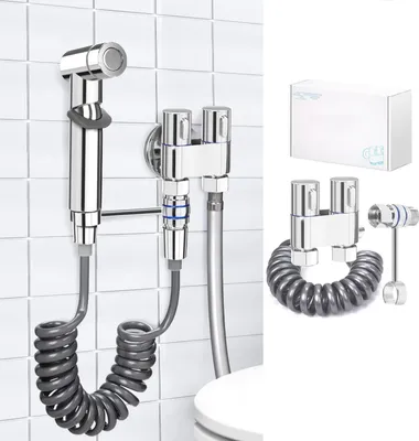 Image de Douche manuelle WC avec robinet 3 voies - poignée chromée - set complet