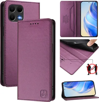 Obrázek produktu pro Kožené pouzdro pro T-Mobile Revvl 8 Pro/T Phone 3 Pro 5G, flipové pouzdro s přihrádkami na karty, peněženkou a stojánkem Fialová