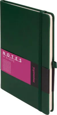 Produktbild von A5-Notizbuch mit kariertem Papier und grünem Einband von Memofix