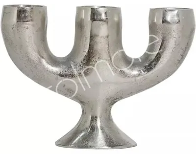 Zdjęcie produktu dla Uchwyt na świece, aluminium, surowy/niklowany, 47x13x45