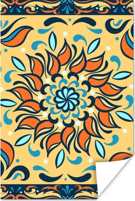 Produktbild von MuchoWow® Poster Sonnenblume - Blätter - Orange - Gelb 120x180 cm - Kunstposter