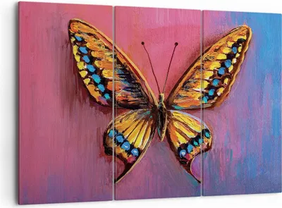 Produktbild von Bild auf Leinwand - Leinwandbild - 3 Teile - Schmetterling bunt gemalt - 105x70cm - Wand Bild - Wanddeko - Wandbilder - Leinwanddruck - Bilder - Wanddekoration - Leinwand bilder - CE105x70-5012
