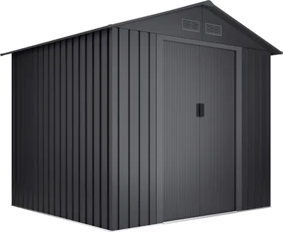 Produktbild von Wasabi - Metall Gerätehaus 5,27 m² Light Anthracite - Doppeltür-Schiebetür - Belüftungsgitter - Grau - Außenhäuschen - Lager- und Aufbewahrungsschuppen