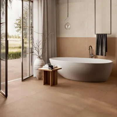 Productafbeelding van CASA39, geglazuurde keramische tegel met cementlook, kleur rood, afmetingen 60x60 cm, merk Ragno, collectie Solida