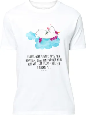 Produktbild von Mr. & Mrs. Panda Größe S T-Shirt Einhorn Verliebt - Weiß - Geschenk, Liebe, Einhörner, Unicorn, Lustiges, Baumwoll, Shirt, Freundin, Tshirt