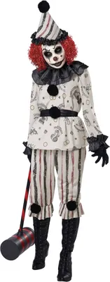 Produktbild von Düsteres Clownkostüm für Halloween Damenkostüm weiss-schwarz M