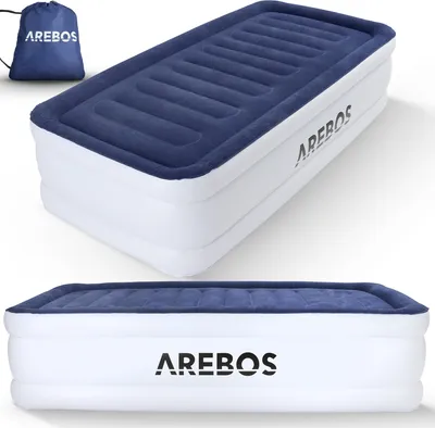 Produktbild von AREBOS Luftbett mit integrierter Pumpe Luftmatratze selbstaufblasend Gästebett 203 x 95 x 51 cm Blau / Weiß