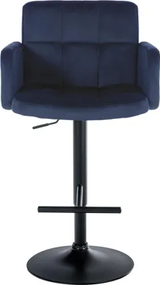 Produktbild von 2er Set Barhocker SUTUN - Samt Blau 60x56x93 cm Schwarz | Barstuhl Höhenverstellbar Mit Lehne Drehbar Tresenhocker Tresenstuhl Kneipenhocker