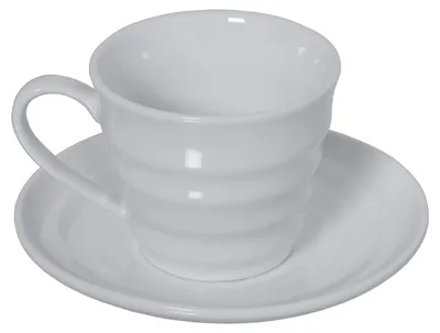 6er-Set Teetassen mit Untertasse, Porzellan, Weiß, 200 ml