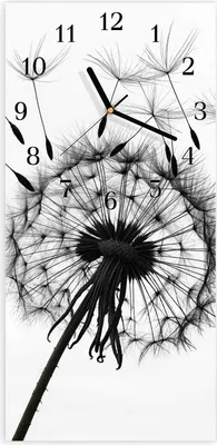 Produktbild von Wanduhr aus Glas mit Motiv Pusteblumen- 30 x 60 cm - inkl. Aufhängesystem