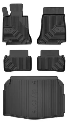 Productafbeelding van Rubberen automatten + kofferbakmat voor Mercedes-Benz Klasa C W205 2014-2021 (sedan) – 5-delig, zwart, op maat – Wielganizator