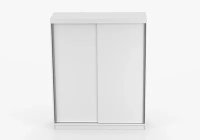 Produktbild von Kleiderschrank NO-BIS 160 cm Weiß, Schwebetürenschrank 2-türig, Schlafzimmerschrank mit Schiebetüren, Garderobe