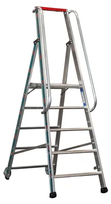 Produktbild von Euro-Profi Alu Podestleiter mit großem Standpodest Mod. S326 - Stufenanzahl: 5, Länge: 2,25 m