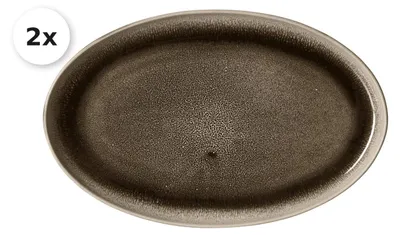 Produktbild von Servierplatte 32,5cm oval 2er Set Eda umbra