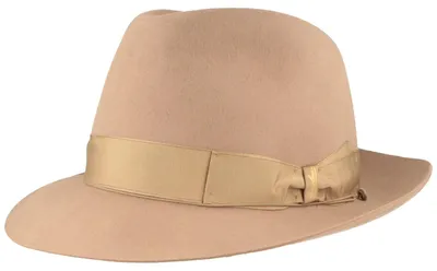 Borsalino edler Fedora Haarfilzhut mit mittelbreiter Krempe in beige