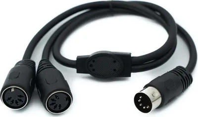 Produktbild von SYSTEM-S DIN Y Kabel 50 cm 5 polig Stecker zu 2x Buchse Stereo MIDI Adapter in Schwarz
