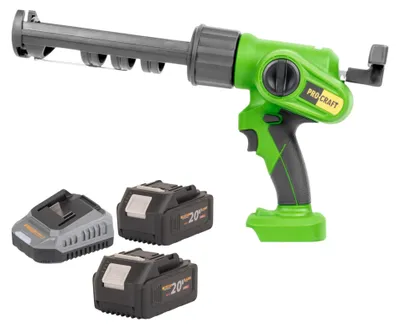 Zdjęcie produktu dla Pistolet na kartusze Procraft PC20bb 20 V 2000 N 280 - 310 ml + 2x akumulator 4,0 Ah + ładowarka