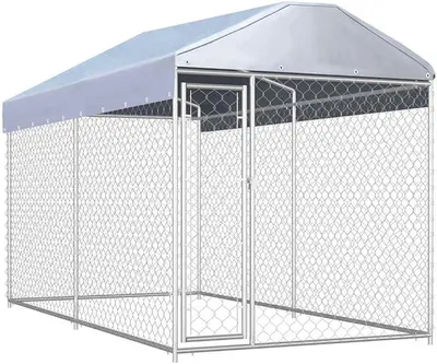 Produktbild von Outdoor-Hundezwinger mit Überdachung 382x192x225 cm, Outdoor Hundehaus Hundehütte, Hundelaufstall Welpenlaufstall für Garten