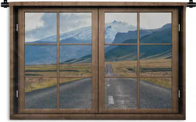Produktbild von MuchoWow® Wandteppich Wandbehang Aussicht - Berg - Straße 90x60 cm Tapisserie Dekoration Wandtuch - Wandskulpturen - Bildteppich
