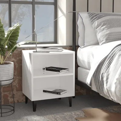 Immagine prodotto di Maison Exclusive - Comodini con gambe in metallo, 2 pezzi, bianco, 40x30x50 cm