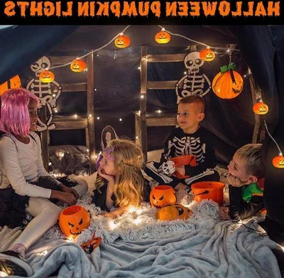 Obrázek produktu pro Halloweenské osvětlení – řetězové osvětlení s 20 pomponky na Halloween – 3 metry – 2 režimy – osvětlení do interiéru i exteriéru