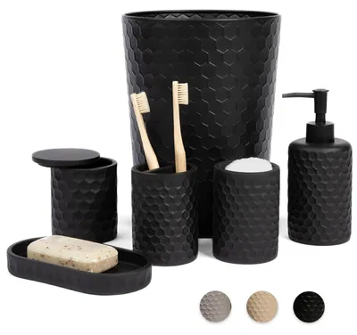 Image de Set de 6 accessoires de salle de bain en noir
