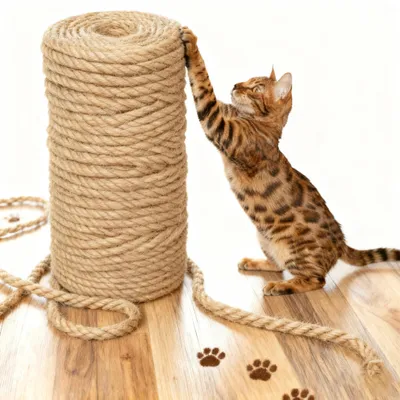 Image de 100 mètres de corde de sisal naturel pour griffoirs pour chats