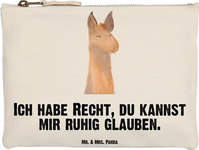 Produktbild von Mr. & Mrs. Panda Baumwolltasche Lamakopf Genervt Grösse XL Große - Weiß - Geschenk, Make-Up Tasche, aufbewahrungstasche, Kulturbeutel, Freundin, Lama, Büro, Waschbeutel
