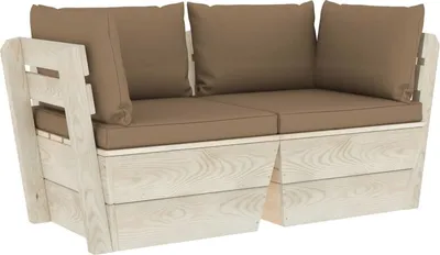 Zdjęcie produktu dla Sofa ogrodowa z palet Chenshu, 2-osobowa z poduszkami, sofa ogrodowa, meble ogrodowe, sofa ogrodowa, kanapa ogrodowa, zestaw balkonowy, meble, drewno świerkowe, sofa ogrodowa