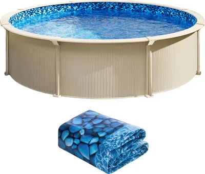 Obrázek produktu pro SucceBuy bazénová fólie, kulatá, 6,44 m, s překrytím, výška stěny 137,2 cm