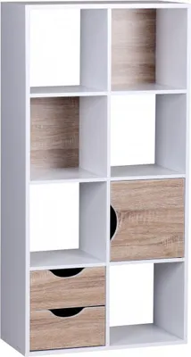 Produktbild von Bücherregal MASSA 60 x 120 x 29 cm Weiß Sonoma Eiche mit Schubladen und Tür